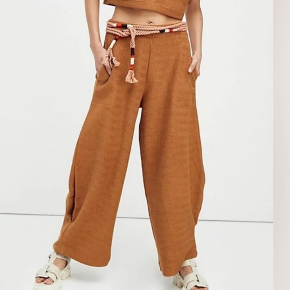FP Beach Changing Tides Terry Cloth Textured Wide Leg Barrel Pant